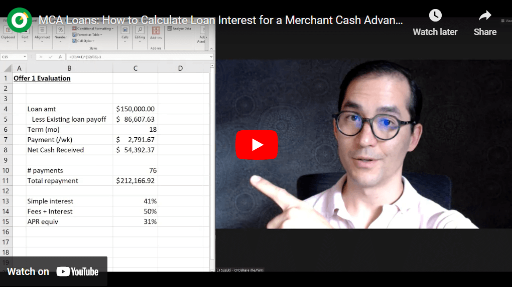How to Calculate Loan Interest for a Merchant Cash Advance (MCA) Loan